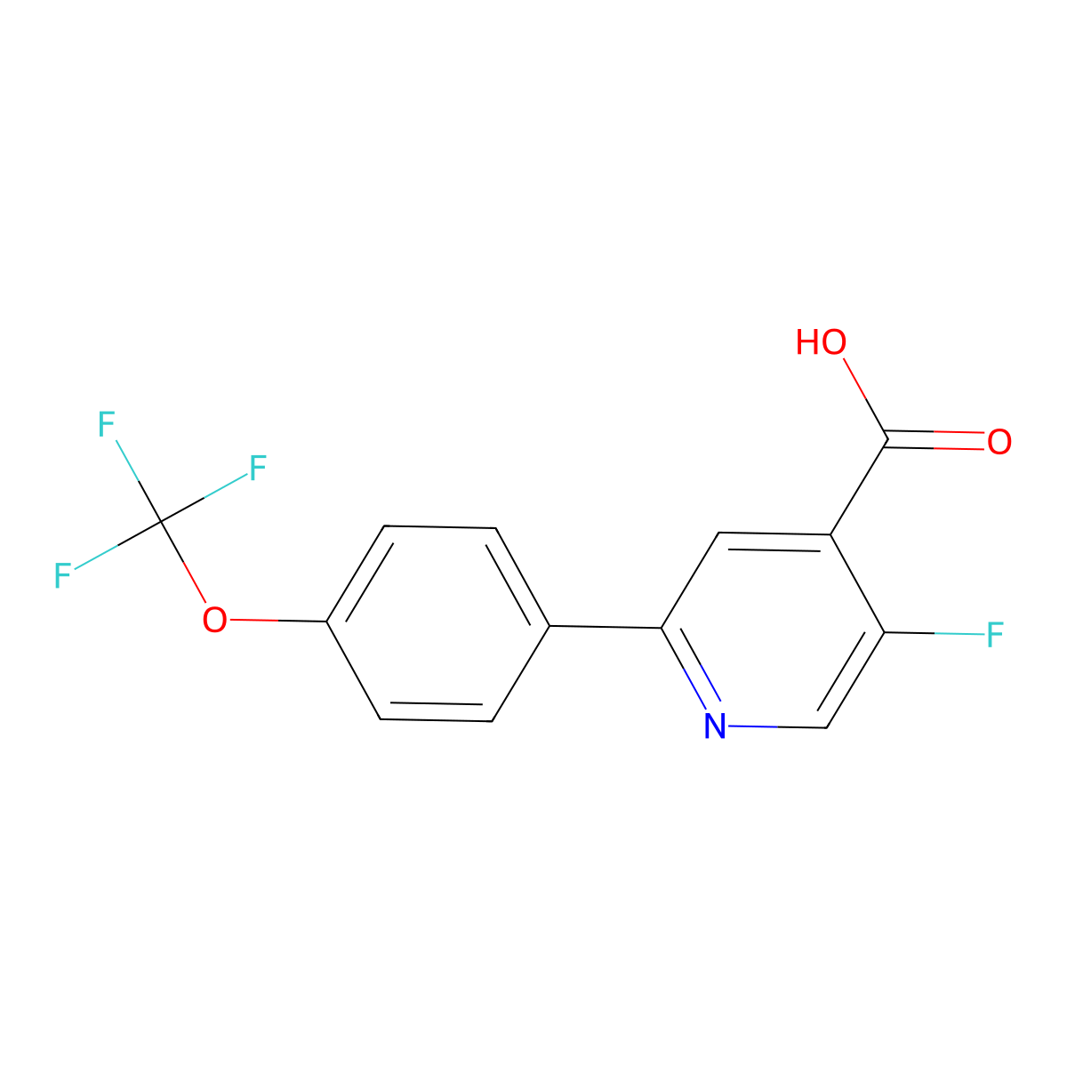 5-Fluoro-2-(4-(trifluoromethoxy)phenyl)isonicotinic acid molecular structure, CAS 1261622-62-1