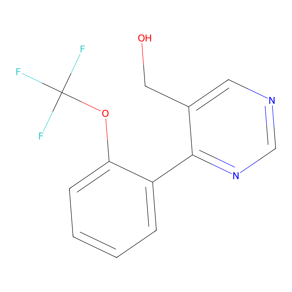 (4-(2-(Trifluoromethoxy)phenyl)pyrimidin-5-yl)methanol molecular structure, CAS 1261626-43-0