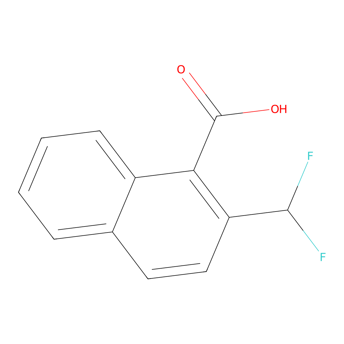 2-(Difluoromethyl)naphthalene-1-carboxylic acid molecular structure, CAS 1261628-54-9