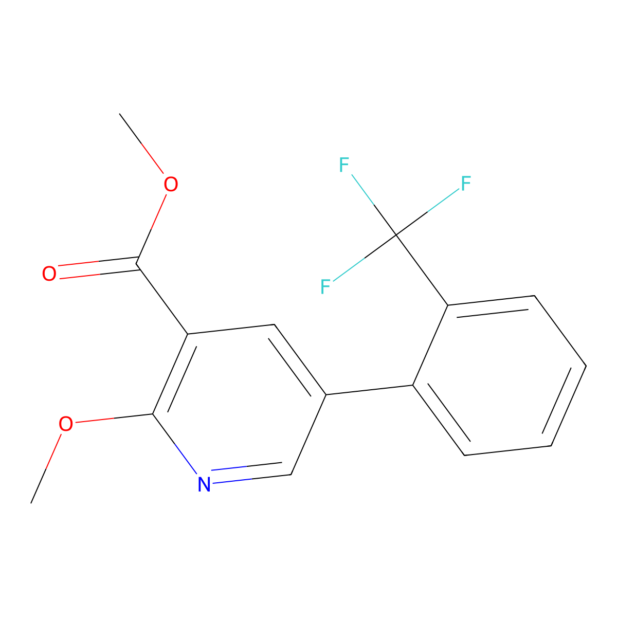 Methyl 2-methoxy-5-[2-(trifluoromethyl)phenyl]pyridine-3-carboxylate molecular structure, CAS 1261628-70-9