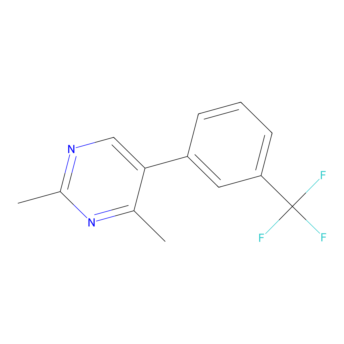 2,4-Dimethyl-5-(3-(trifluoromethyl)phenyl)pyrimidine molecular structure, CAS 1261628-72-1