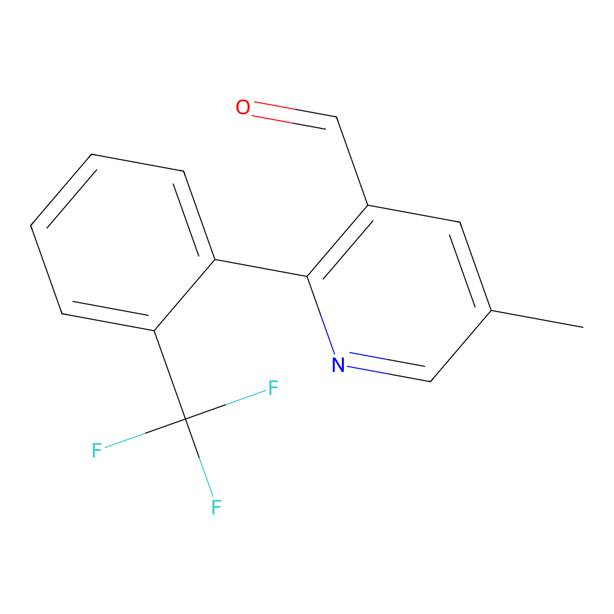 5-Methyl-2-[2-(trifluoromethyl)phenyl]-3-pyridinecarboxaldehyde molecular structure, CAS 1261628-85-6