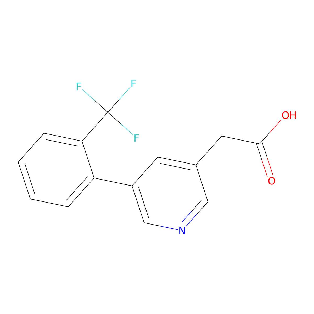 3-Pyridineacetic acid, 5-[2-(trifluoromethyl)phenyl]- molecular structure, CAS 1261629-97-3
