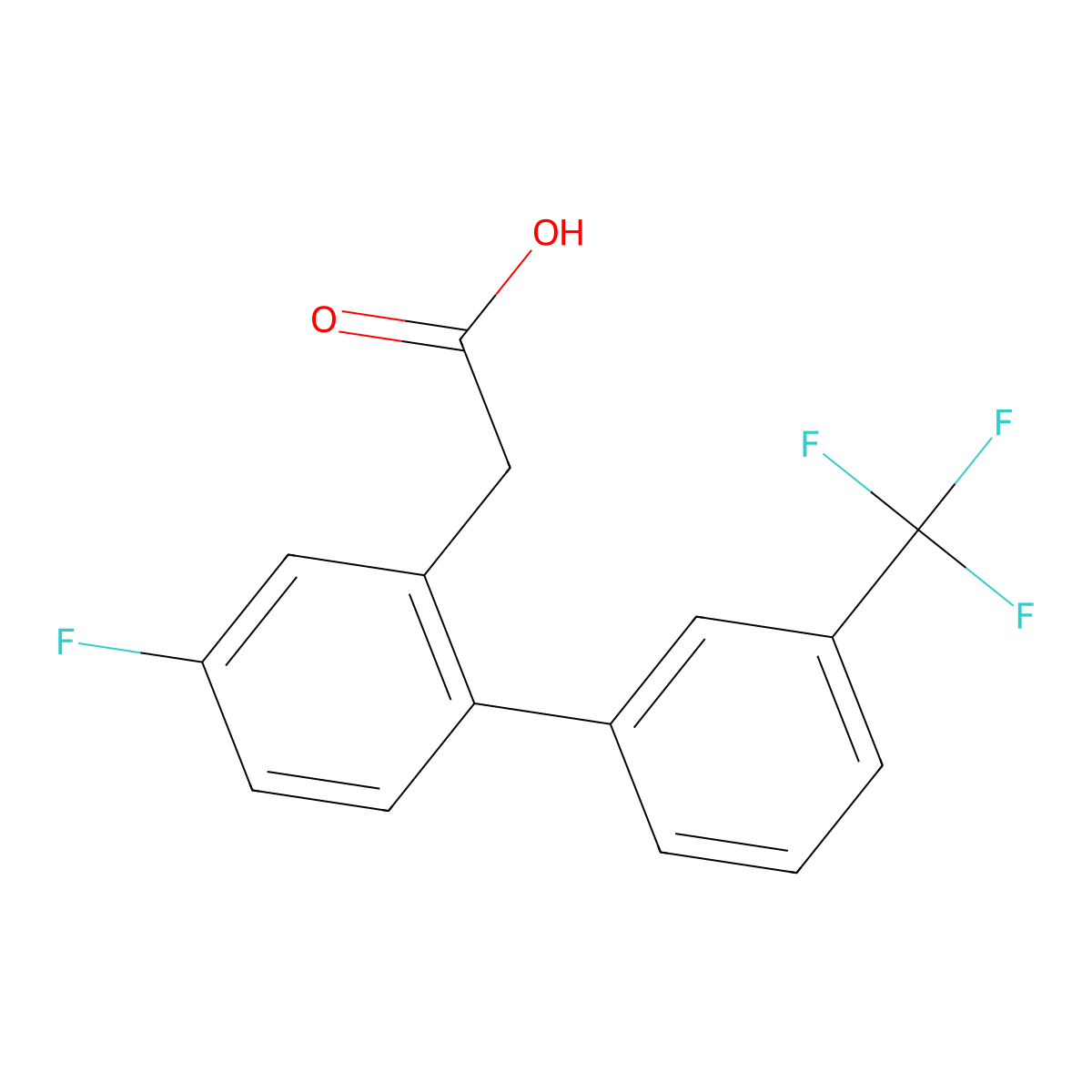 2-(4-Fluoro-3'-(trifluoromethyl)-[1,1'-biphenyl]-2-yl)acetic acid molecular structure, CAS 1261630-79-8