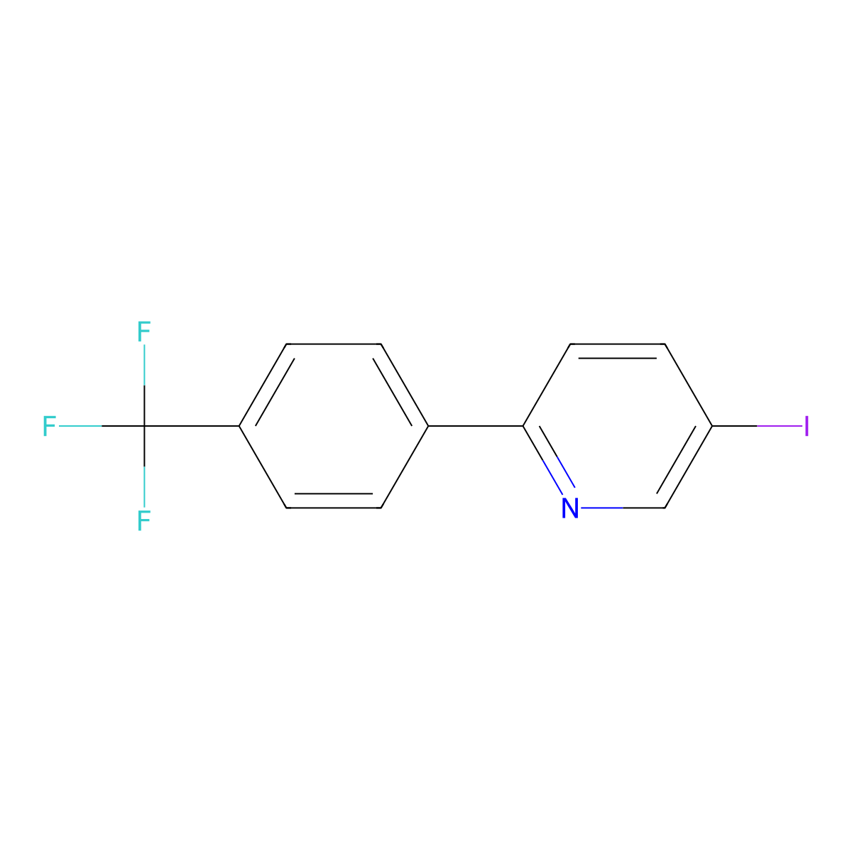 Pyridine, 5-iodo-2-[4-(trifluoromethyl)phenyl]- molecular structure, CAS 1261631-08-6