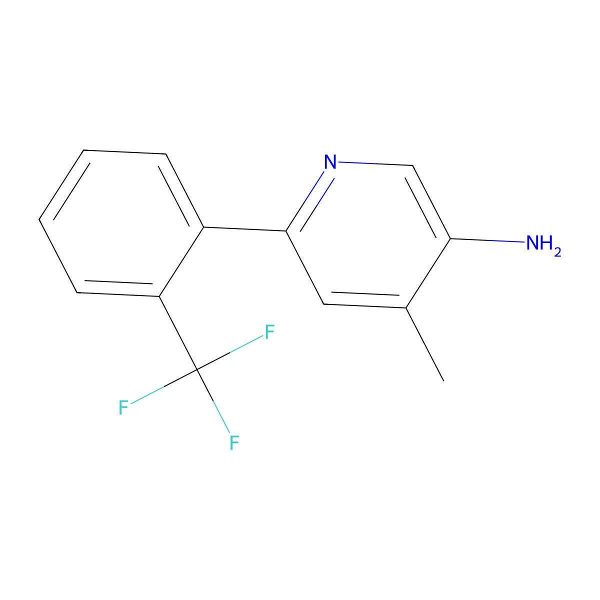 4-Methyl-6-(2-(trifluoromethyl)phenyl)pyridin-3-amine molecular structure, CAS 1261635-35-1