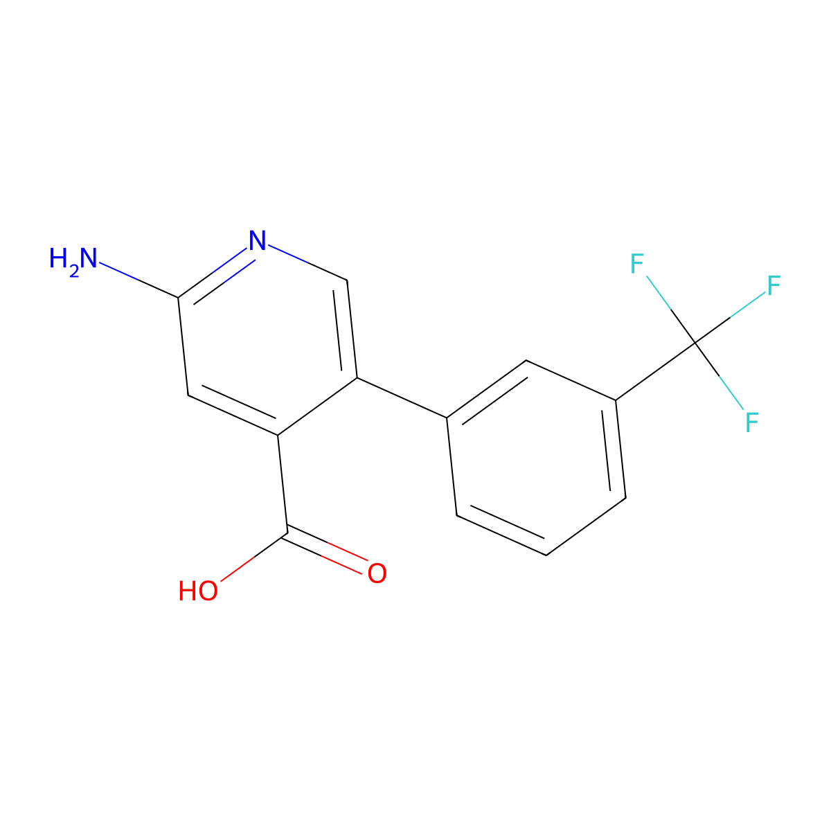 2-Amino-5-(3-(trifluoromethyl)phenyl)isonicotinic acid molecular structure, CAS 1261635-40-8