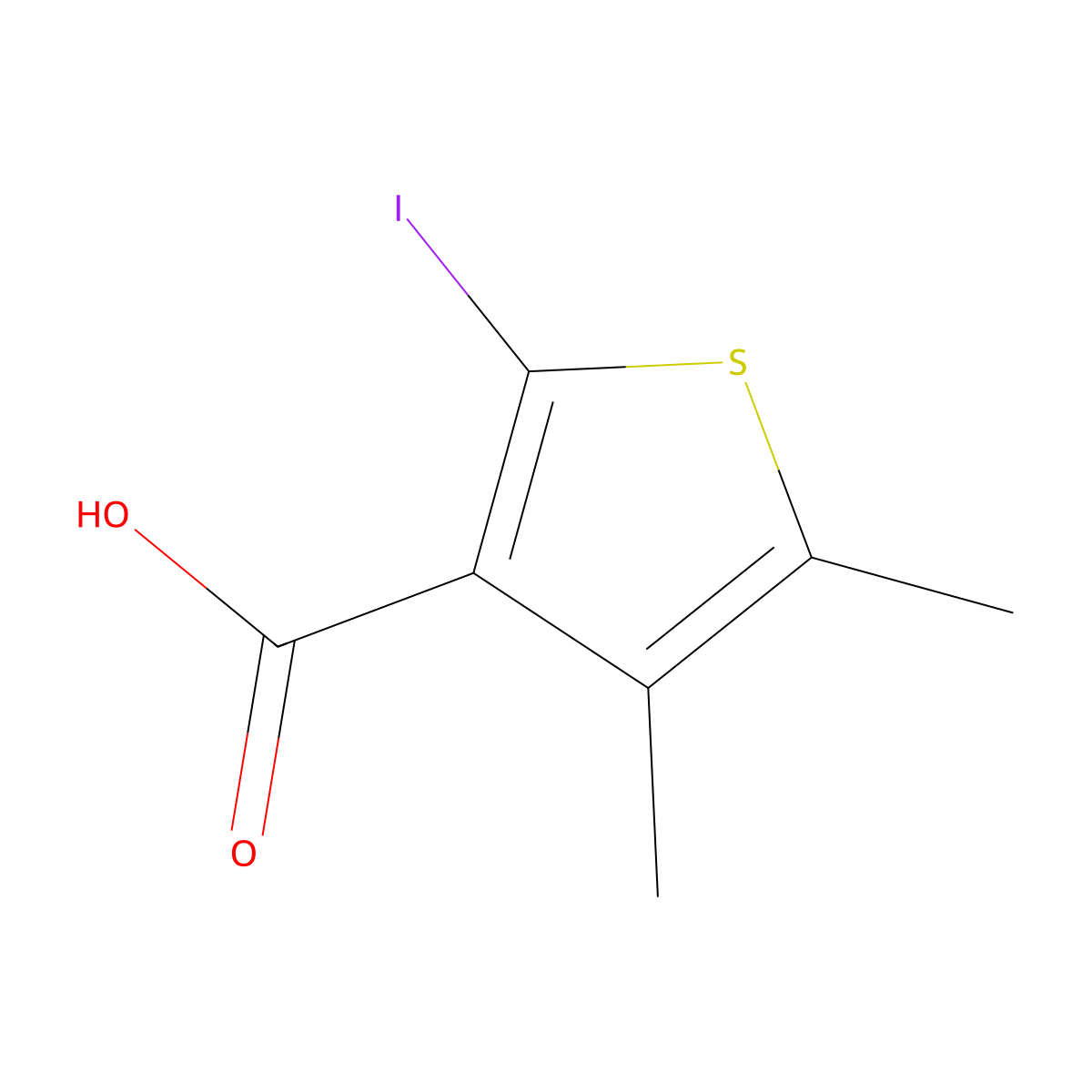 2-Iodo-4,5-dimethylthiophene-3-carboxylic acid molecular structure, CAS 1261635-51-1