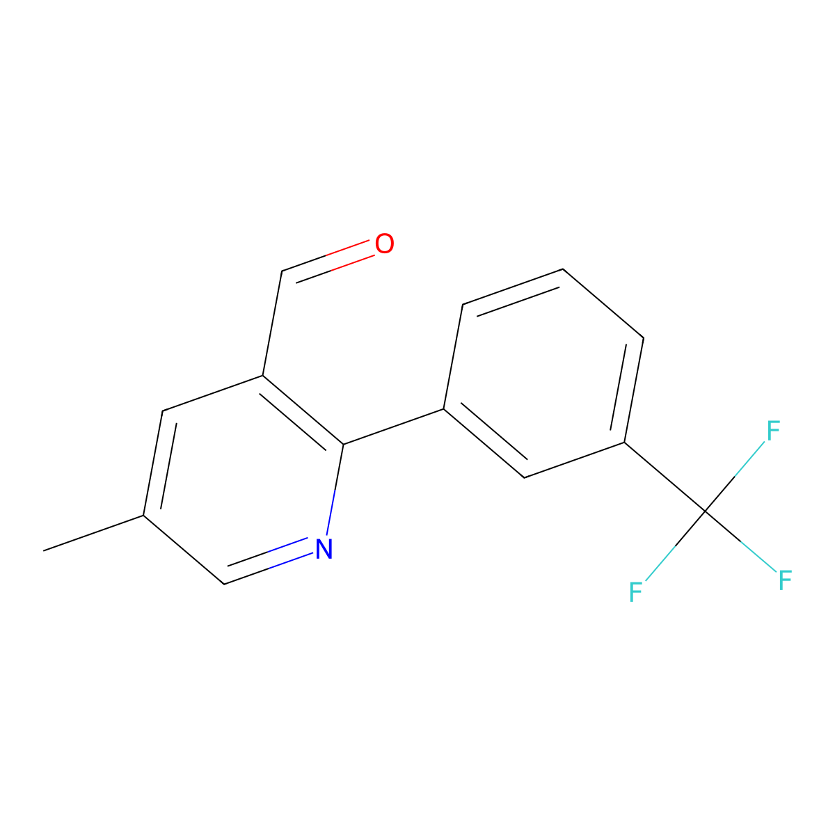 5-Methyl-2-[3-(trifluoromethyl)phenyl]-3-pyridinecarboxaldehyde molecular structure, CAS 1261635-65-7