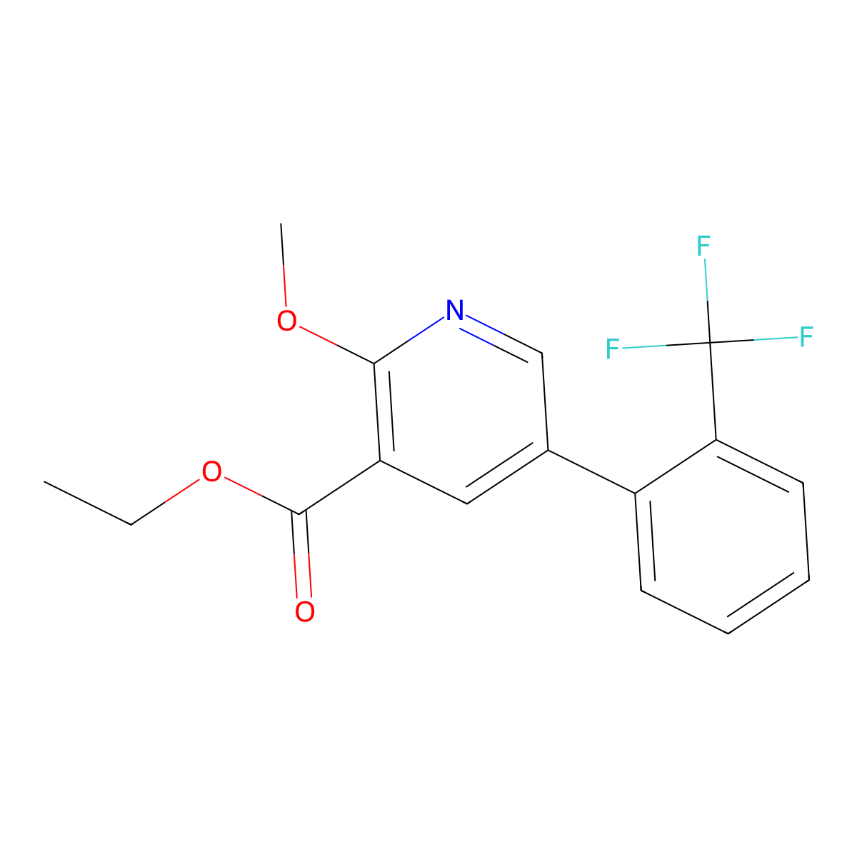 Ethyl 2-methoxy-5-[2-(trifluoromethyl)phenyl]-3-pyridinecarboxylate molecular structure, CAS 1261636-81-0