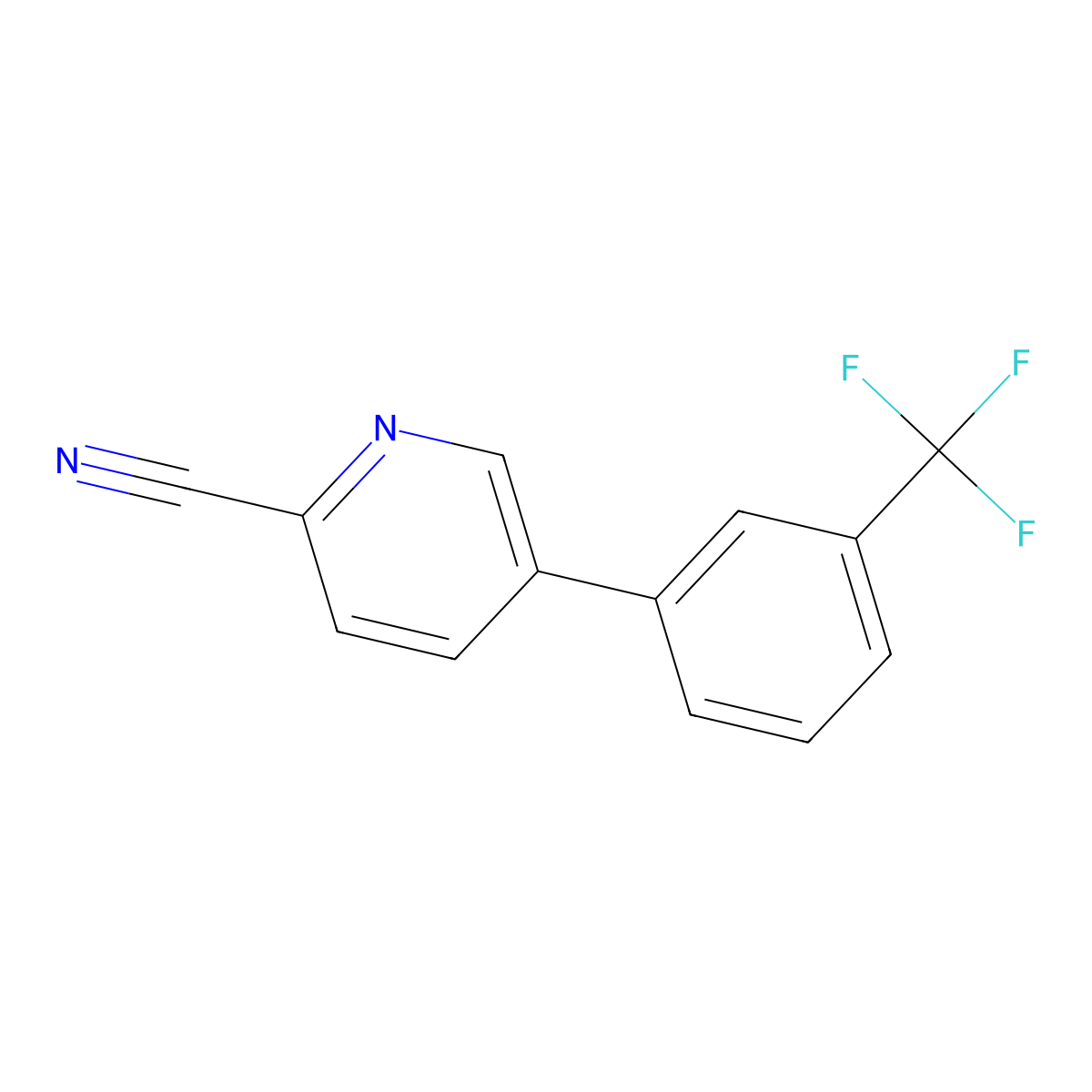 5-(3-(Trifluoromethyl)phenyl)picolinonitrile molecular structure, CAS 1261637-37-9