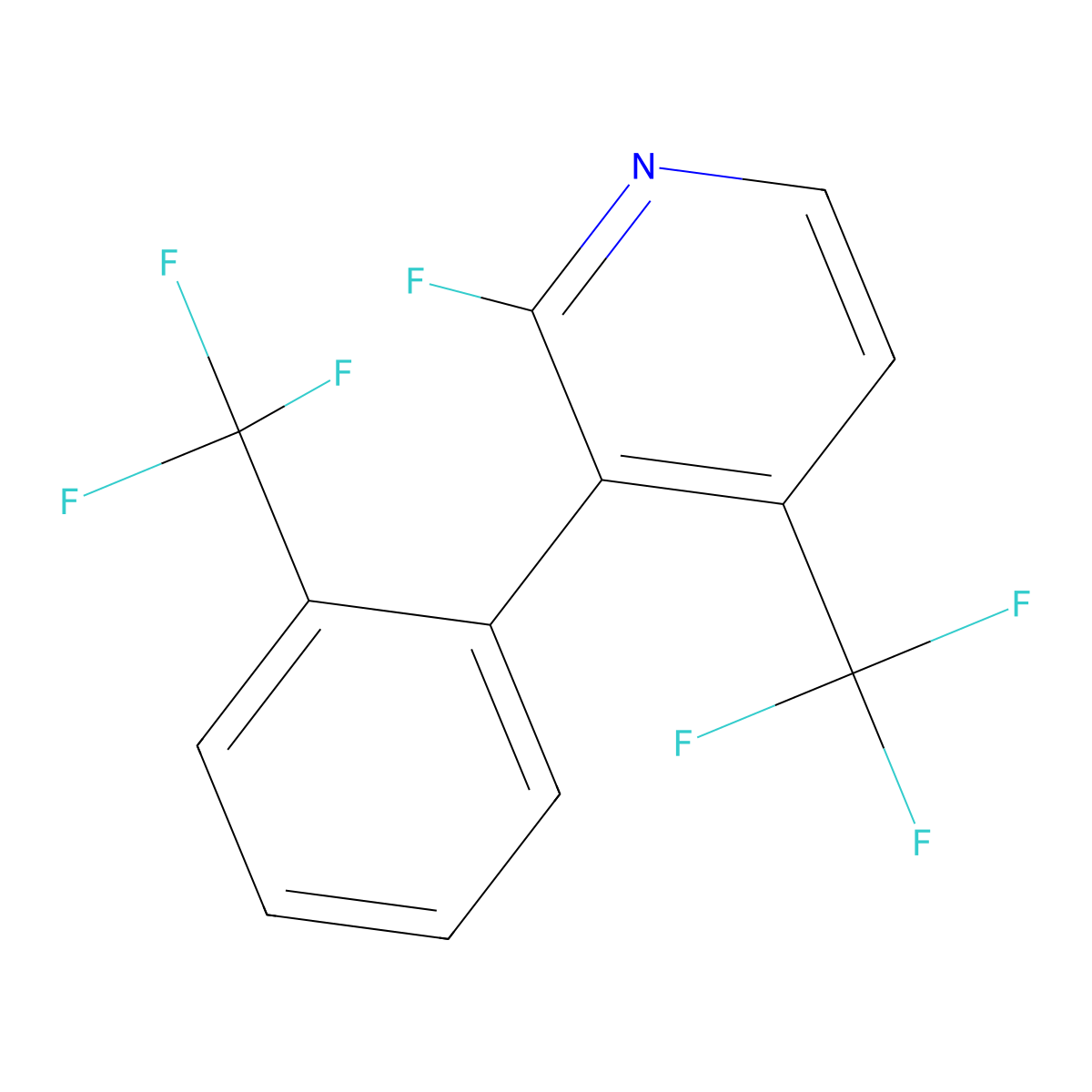 Pyridine, 2-fluoro-4-(trifluoromethyl)-3-[2-(trifluoromethyl)phenyl]- molecular structure, CAS 1261639-16-0