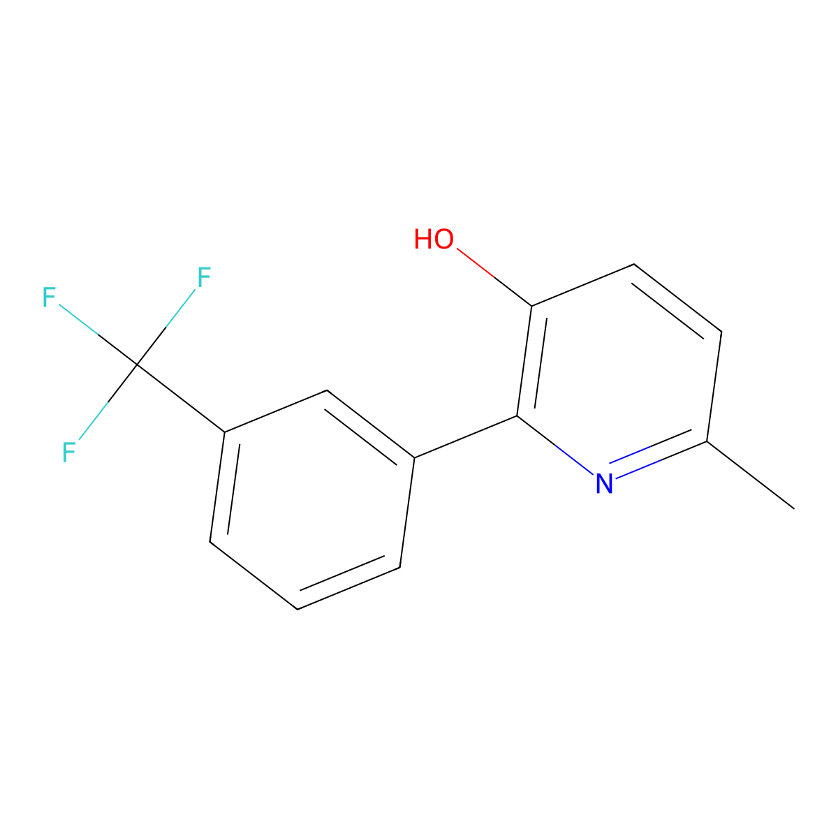 6-Methyl-2-[3-(trifluoromethyl)phenyl]pyridin-3-ol molecular structure, CAS 1261639-76-2