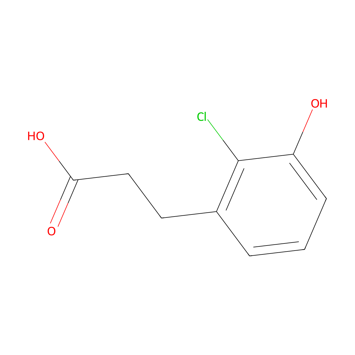 3-(2-Chloro-3-hydroxyphenyl)propanoic acid molecular structure, CAS 1261641-36-4