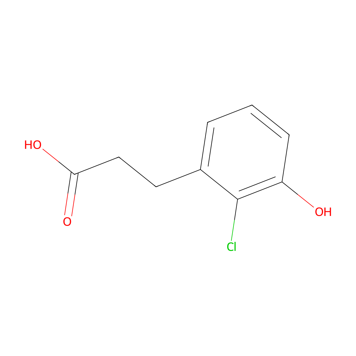 3-(2-Chloro-3-hydroxyphenyl)propanoic acid molecular structure, CAS 1261641-36-4