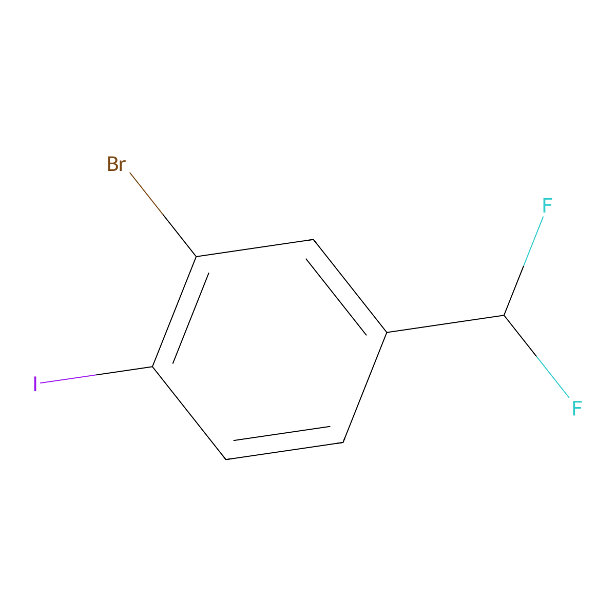 2-Bromo-4-(difluoromethyl)-1-iodobenzene molecular structure, CAS 1261642-33-4