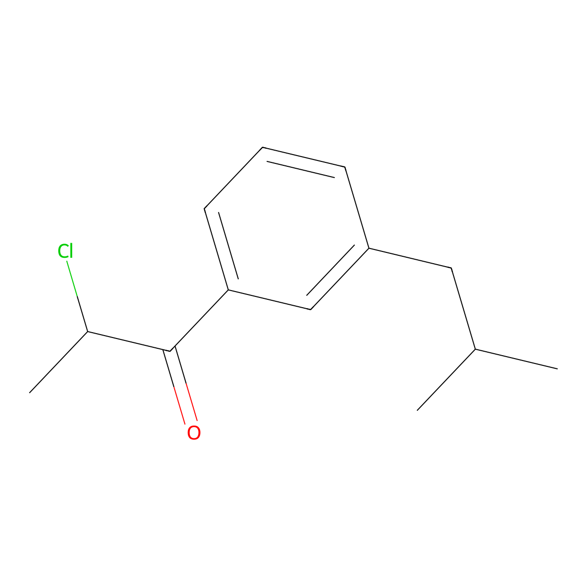 2-Chloro-1-[3-(2-methylpropyl)phenyl]propan-1-one molecular structure, CAS 1261642-35-6