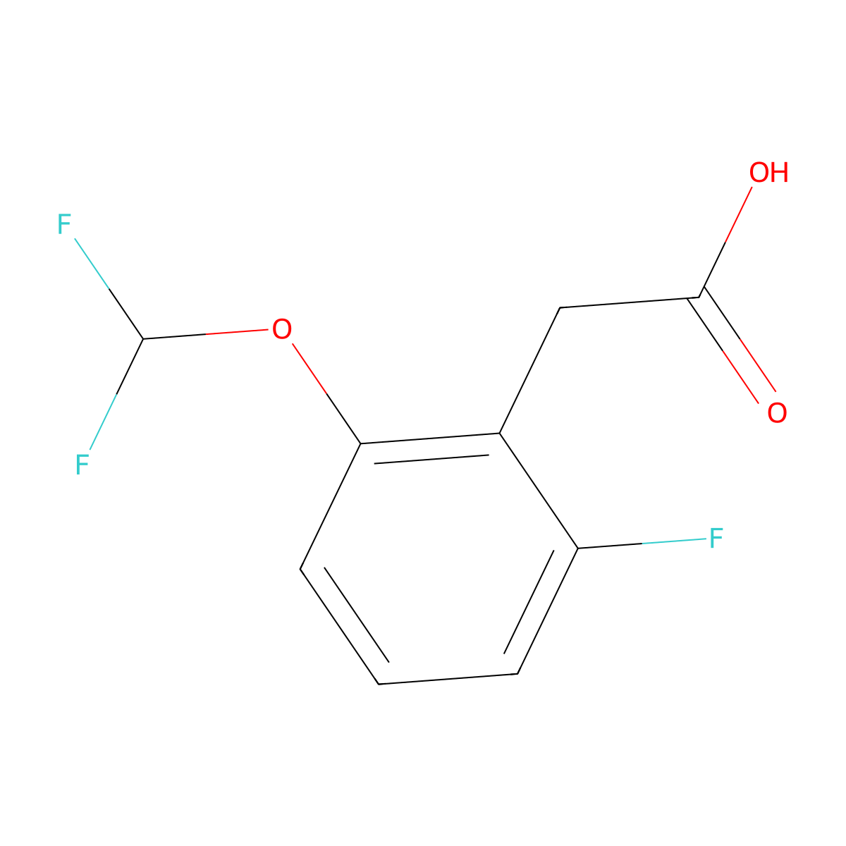 2-(2-(Difluoromethoxy)-6-fluorophenyl)acetic acid molecular structure, CAS 1261645-53-7