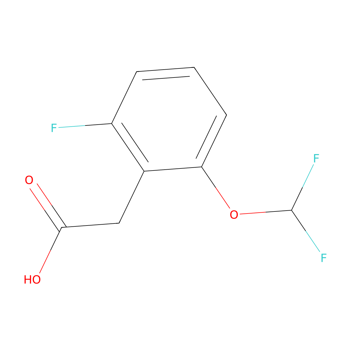 2-(2-(Difluoromethoxy)-6-fluorophenyl)acetic acid molecular structure, CAS 1261645-53-7
