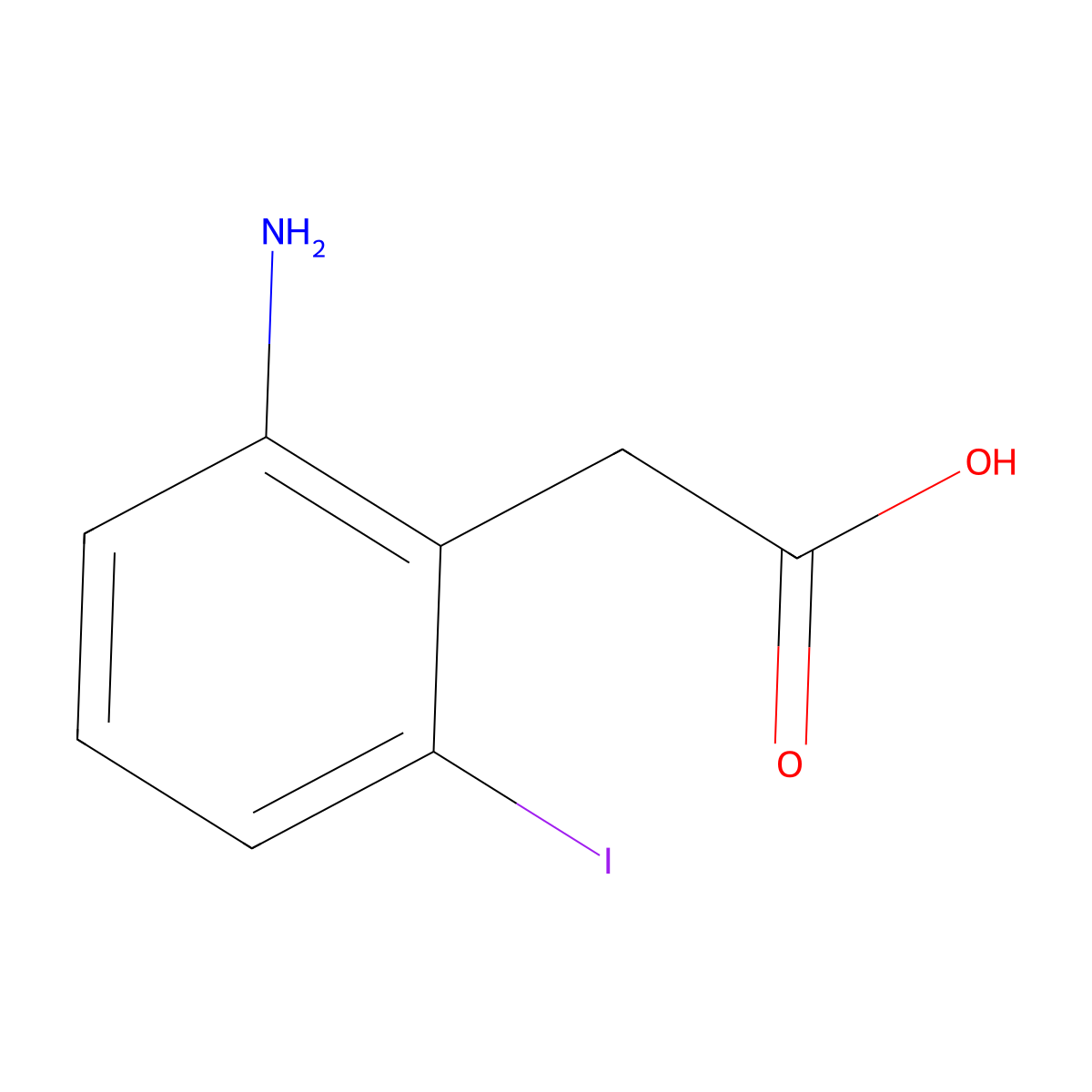 2-(2-Amino-6-iodophenyl)acetic acid molecular structure, CAS 1261646-08-5