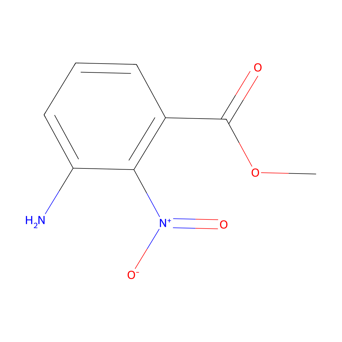 Methyl 3-amino-2-nitrobenzoate molecular structure, CAS 1261647-99-7