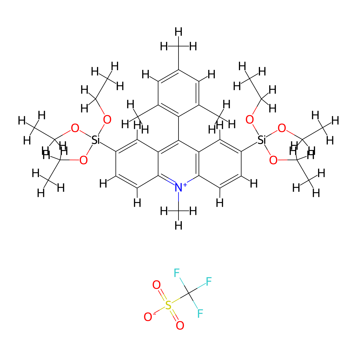 9-Mesityl-10-methyl-2,7-bis(triethoxysilyl)acridin-10-ium trifluoromethanesulfonate molecular structure, CAS 1261648-44-5