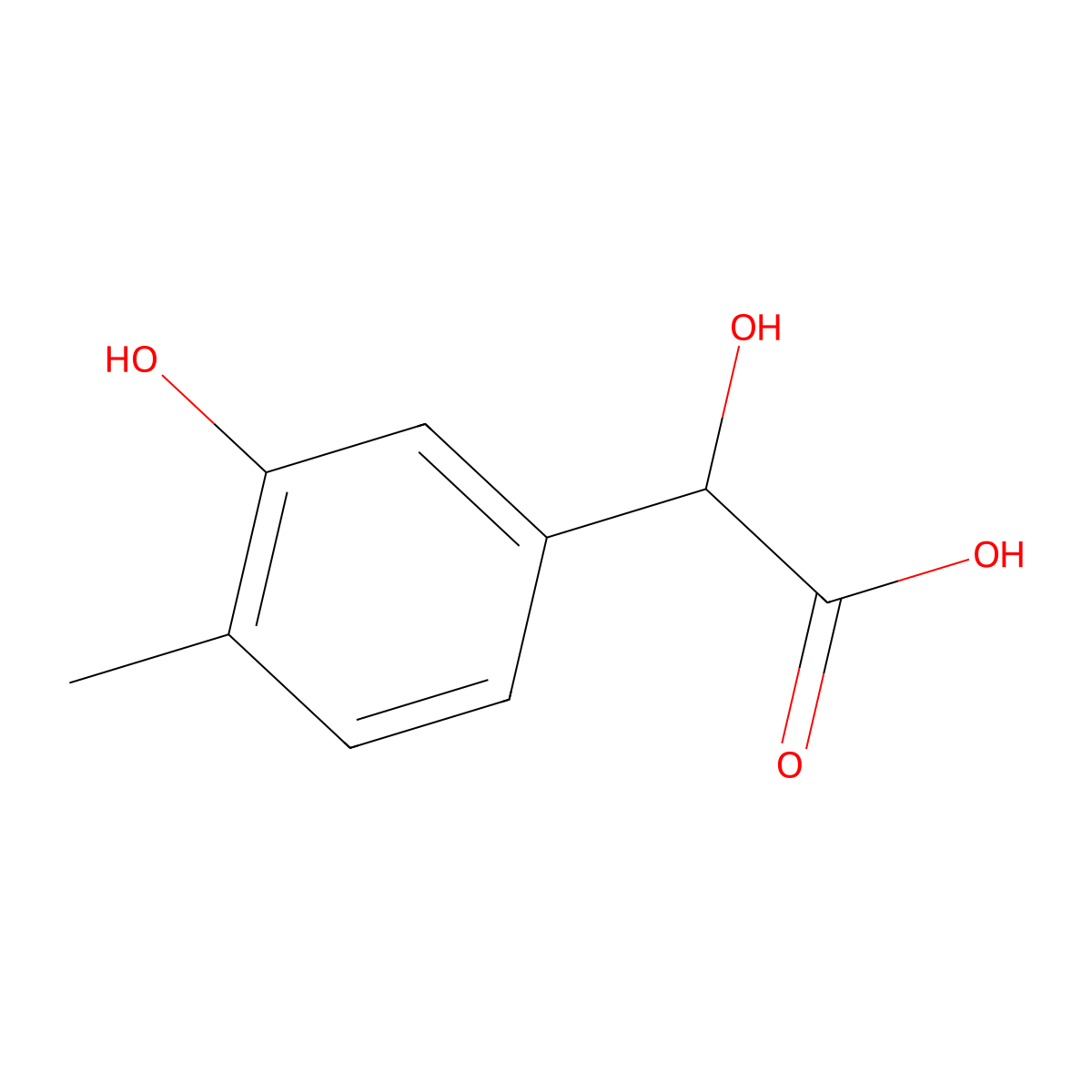 2-Hydroxy-2-(3-hydroxy-4-methylphenyl)acetic acid molecular structure, CAS 1261648-60-5