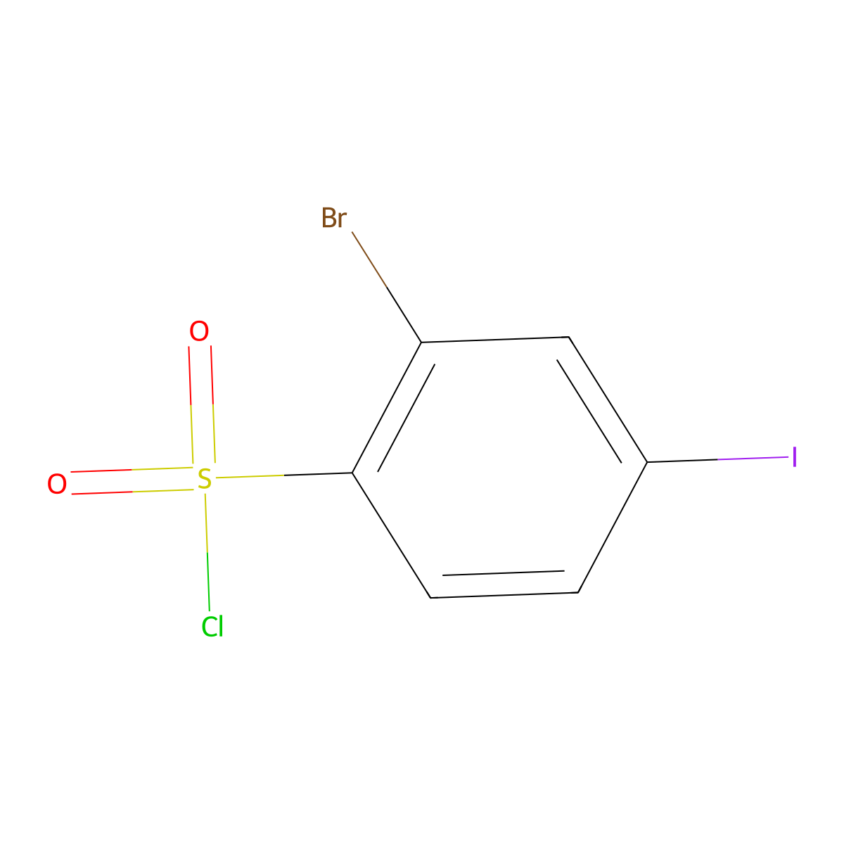 2-Bromo-4-iodobenzene-1-sulfonyl chloride molecular structure, CAS 1261648-87-6
