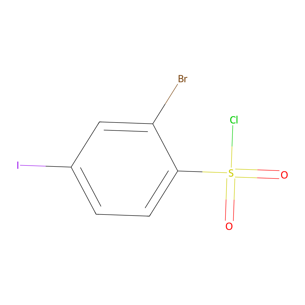 2-Bromo-4-iodobenzene-1-sulfonyl chloride molecular structure, CAS 1261648-87-6