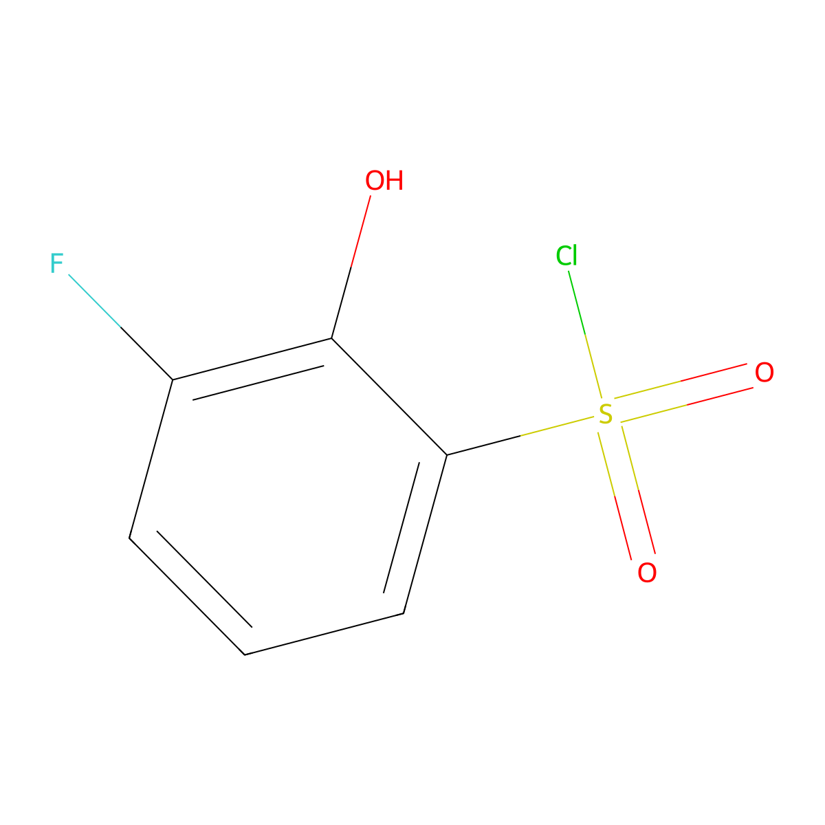 3-Fluoro-2-hydroxybenzene-1-sulfonyl chloride molecular structure, CAS 1261649-13-1