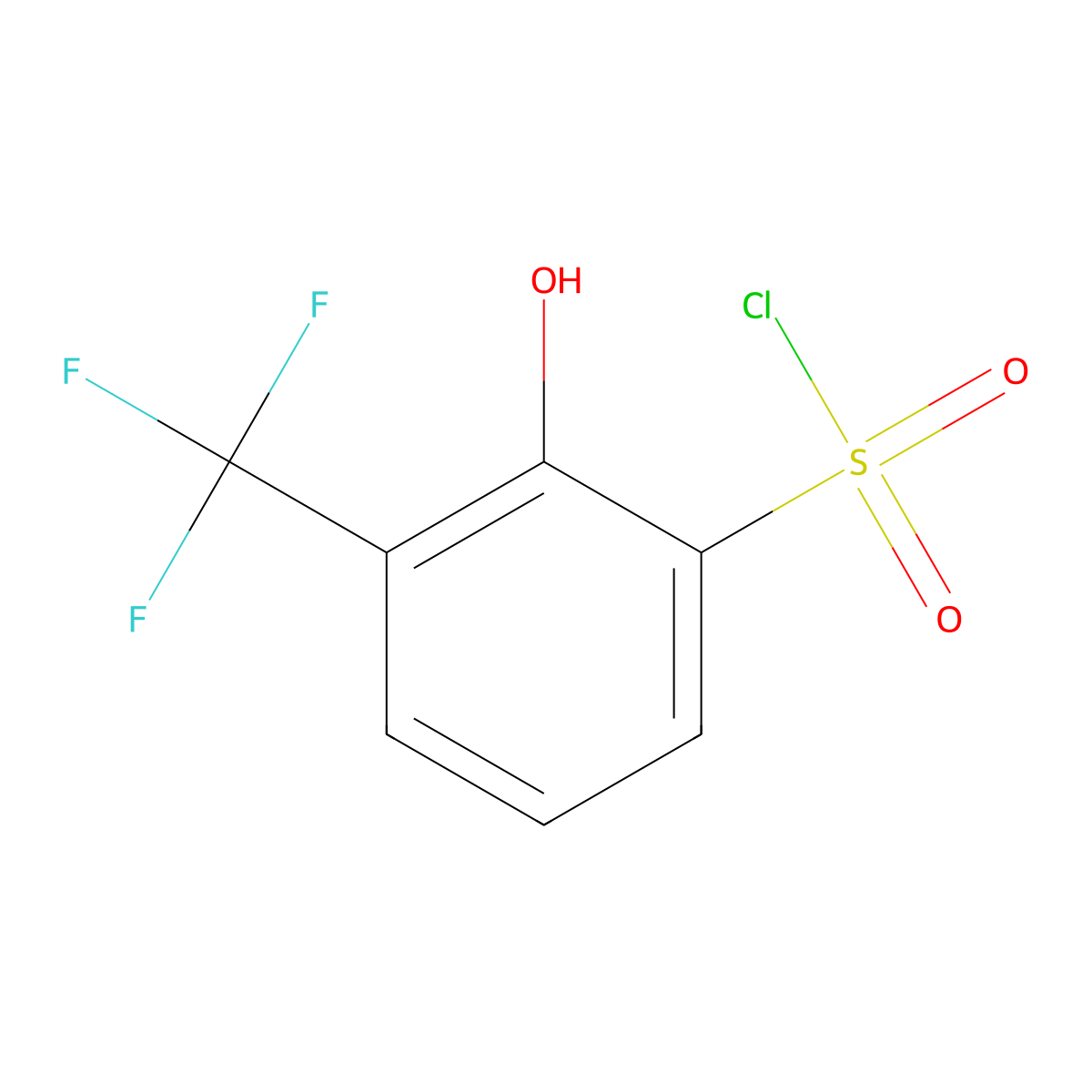 2-Hydroxy-3-(trifluoromethyl)benzene-1-sulfonyl chloride molecular structure, CAS 1261649-16-4
