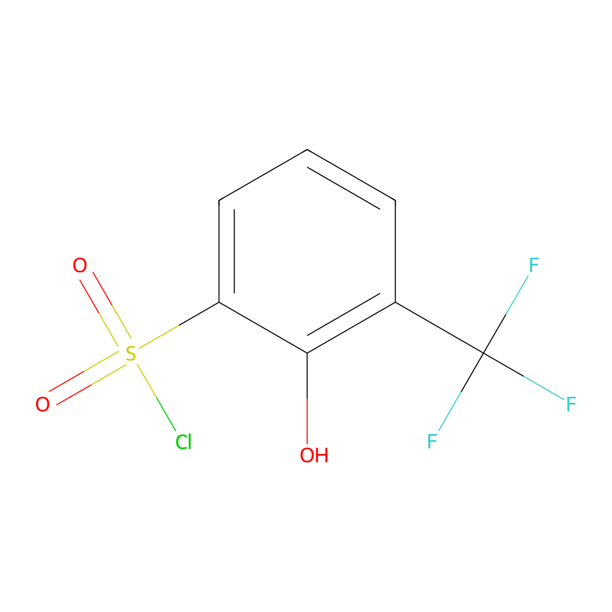 2-Hydroxy-3-(trifluoromethyl)benzene-1-sulfonyl chloride molecular structure, CAS 1261649-16-4