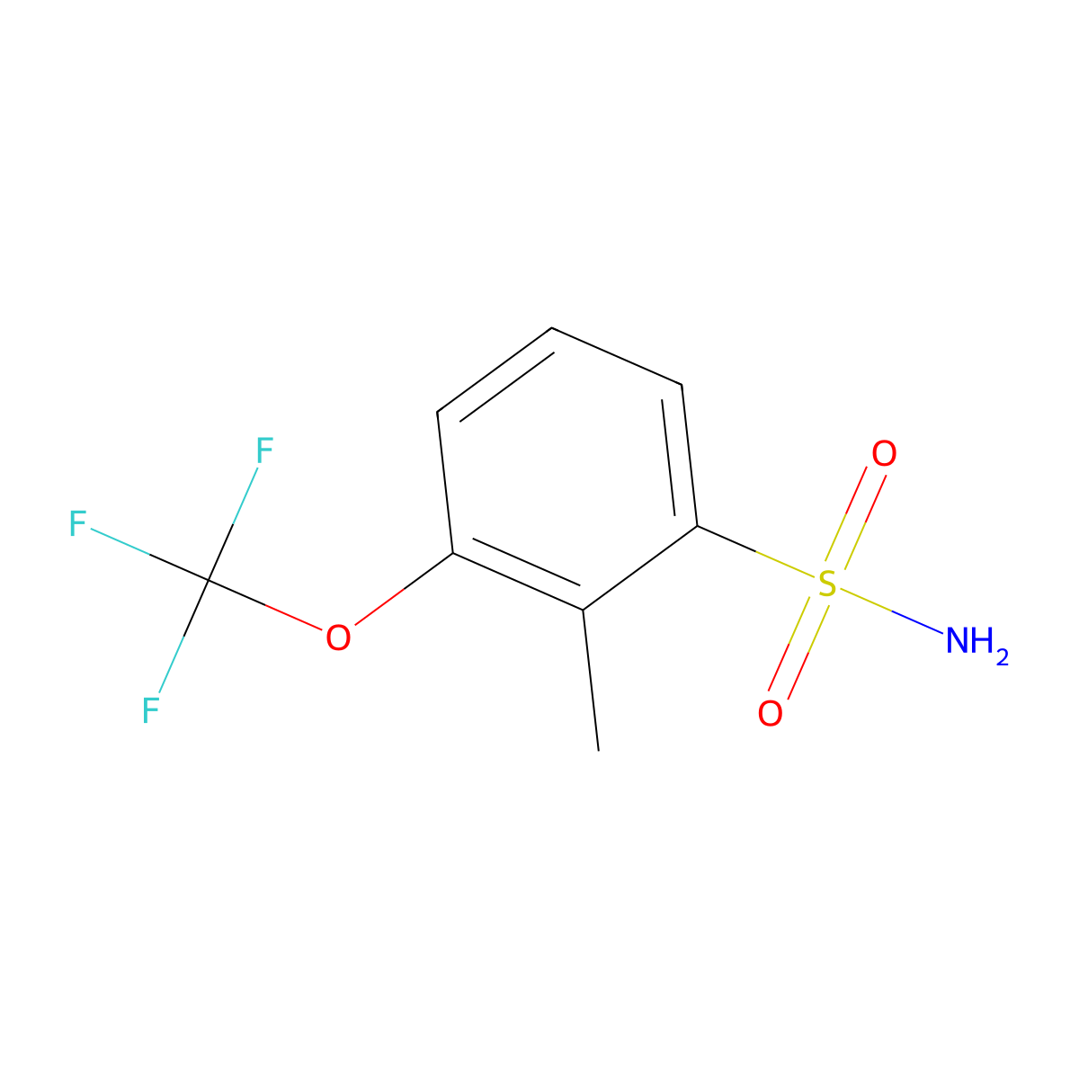 2-Methyl-3-(trifluoromethoxy)benzene-1-sulfonamide molecular structure, CAS 1261650-79-6