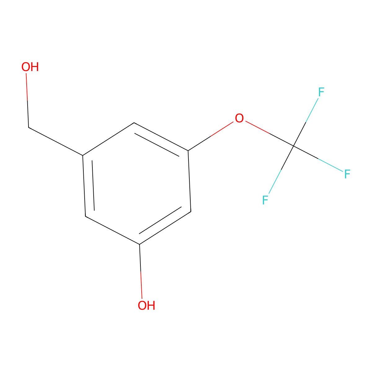 3-(Hydroxymethyl)-5-(trifluoromethoxy)phenol molecular structure, CAS 1261650-95-6