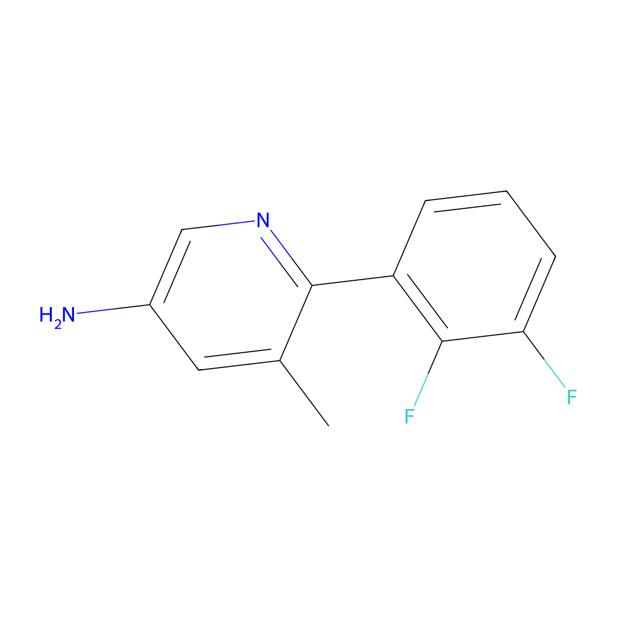 6-(2,3-Difluorophenyl)-5-methylpyridin-3-amine molecular structure, CAS 1261651-24-4