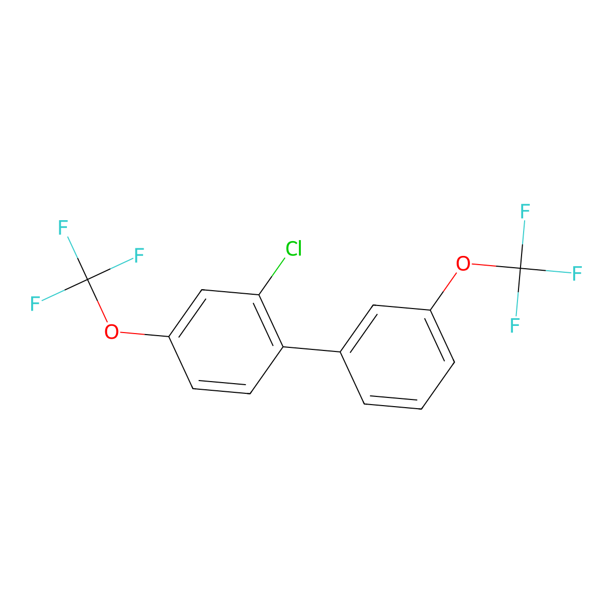 2-Chloro-3',4-bis(trifluoromethoxy)-1,1'-biphenyl molecular structure, CAS 1261653-44-4