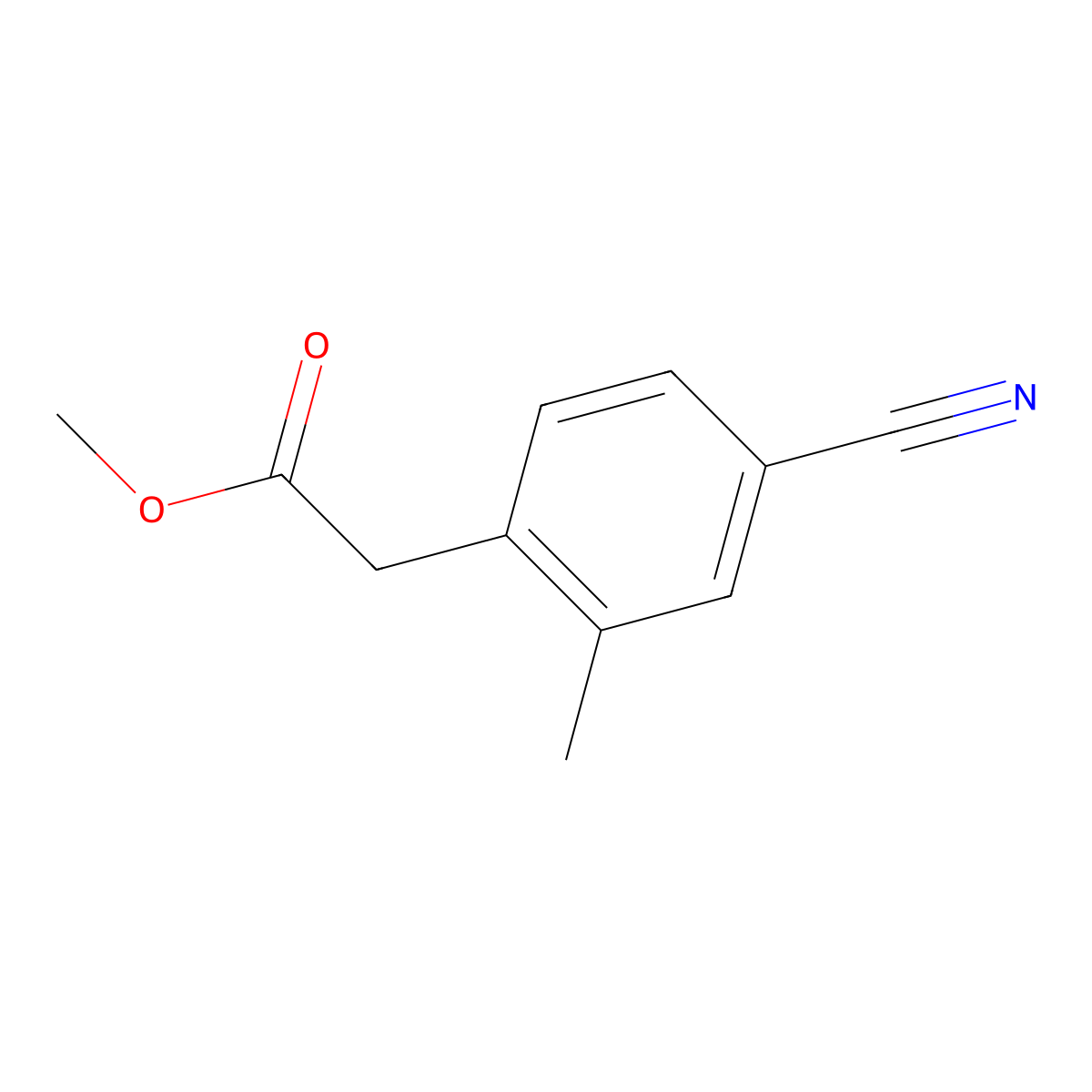 Methyl 2-(4-cyano-2-methylphenyl)acetate molecular structure, CAS 1261653-82-0