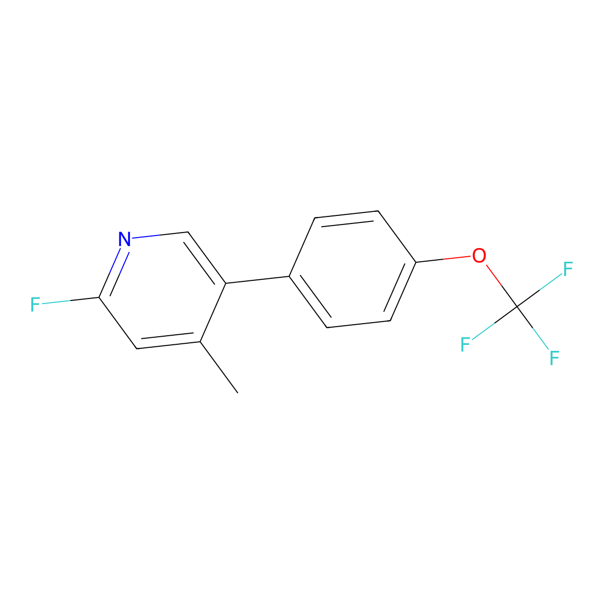 2-Fluoro-4-methyl-5-(4-(trifluoromethoxy)phenyl)pyridine molecular structure, CAS 1261654-57-2