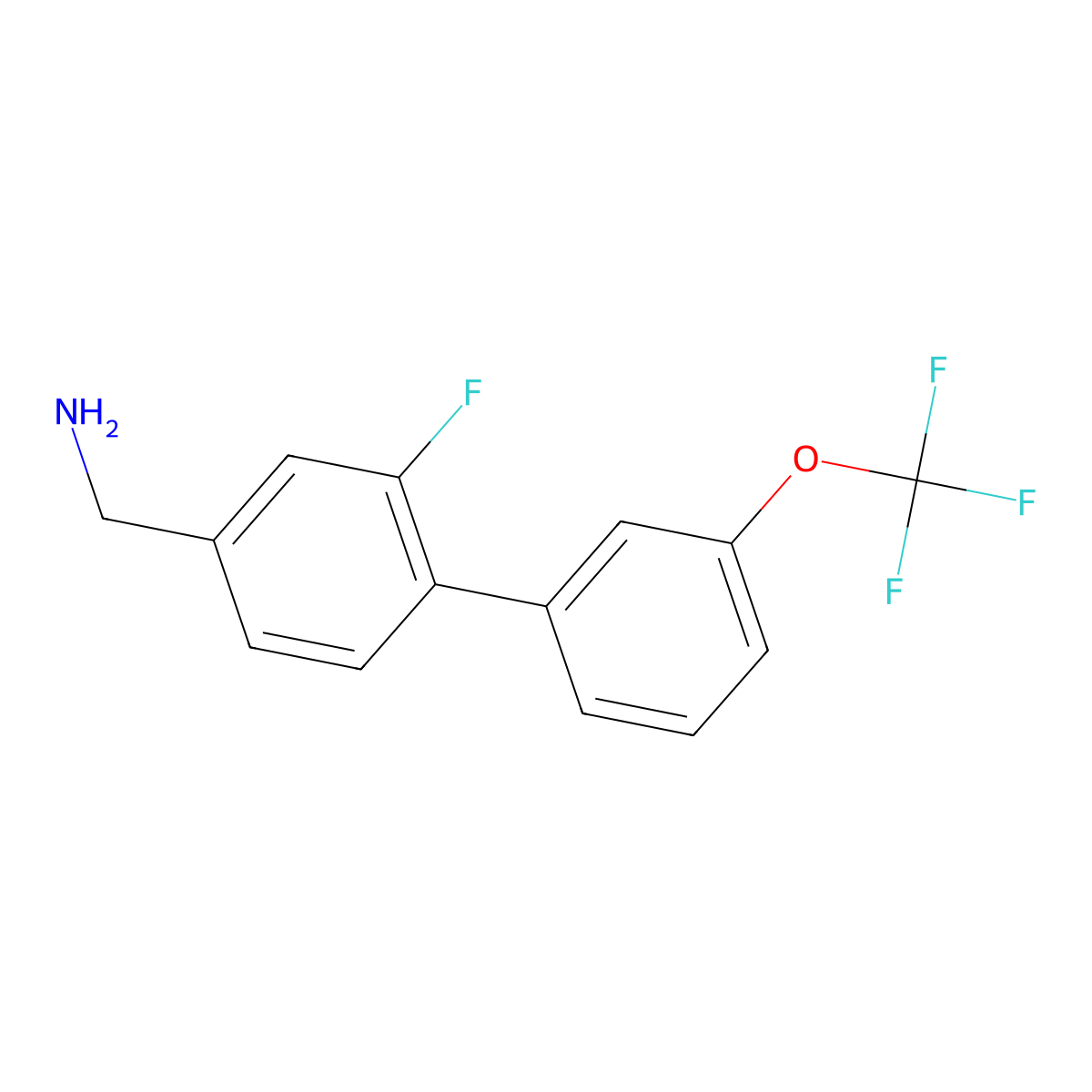 (2-Fluoro-3'-(trifluoromethoxy)-[1,1'-biphenyl]-4-yl)methanamine molecular structure, CAS 1261654-86-7