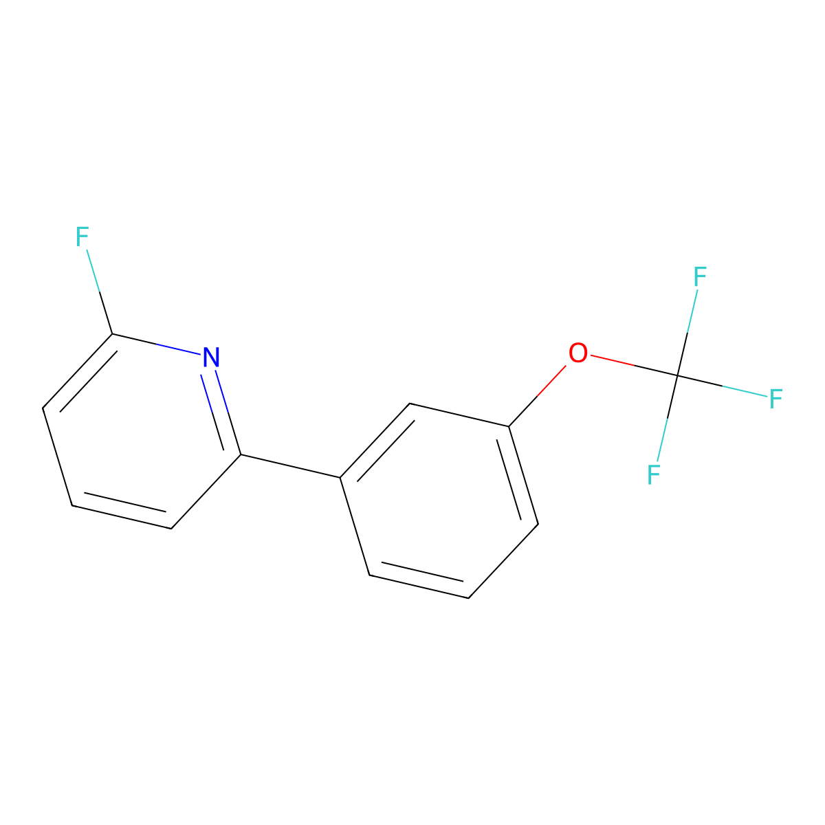 2-Fluoro-6-[3-(trifluoromethoxy)phenyl]pyridine molecular structure, CAS 1261655-24-6