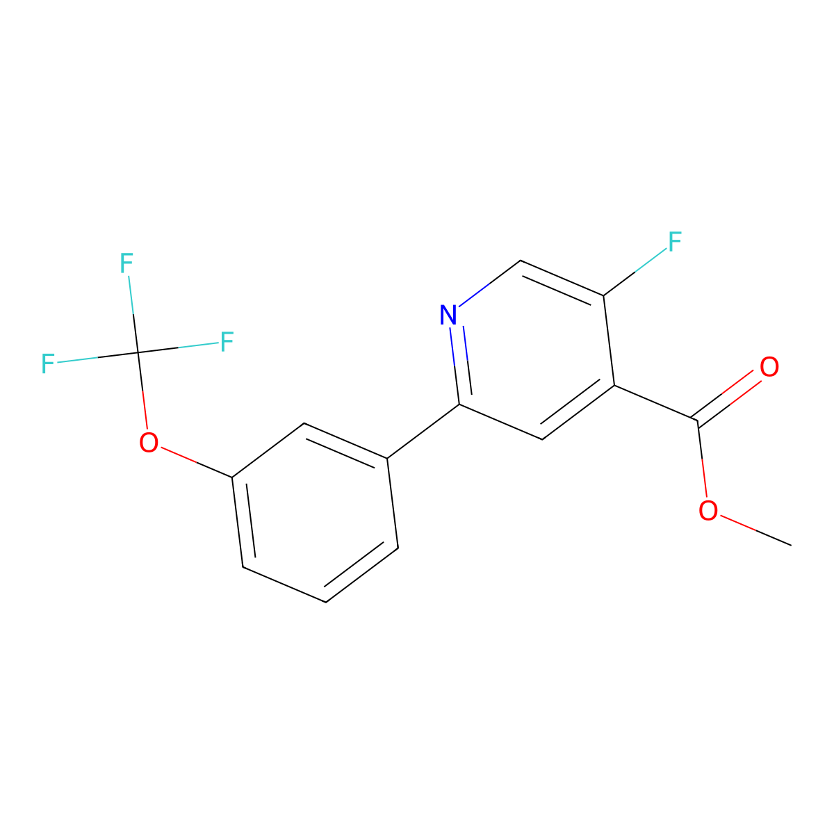 Methyl 5-fluoro-2-(3-(trifluoromethoxy)phenyl)isonicotinate molecular structure, CAS 1261656-89-6