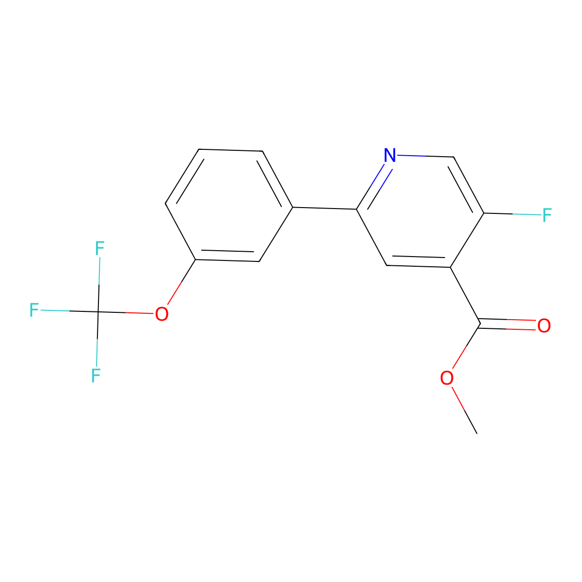 Methyl 5-fluoro-2-(3-(trifluoromethoxy)phenyl)isonicotinate molecular structure, CAS 1261656-89-6