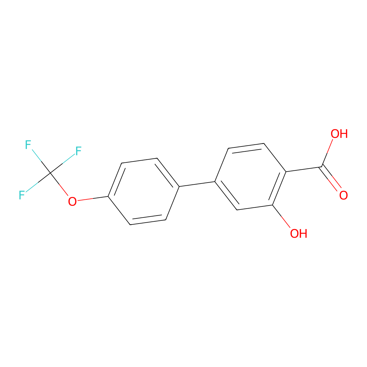 2-Hydroxy-4-(4-trifluoromethoxyphenyl)benzoic acid molecular structure, CAS 1261657-16-2