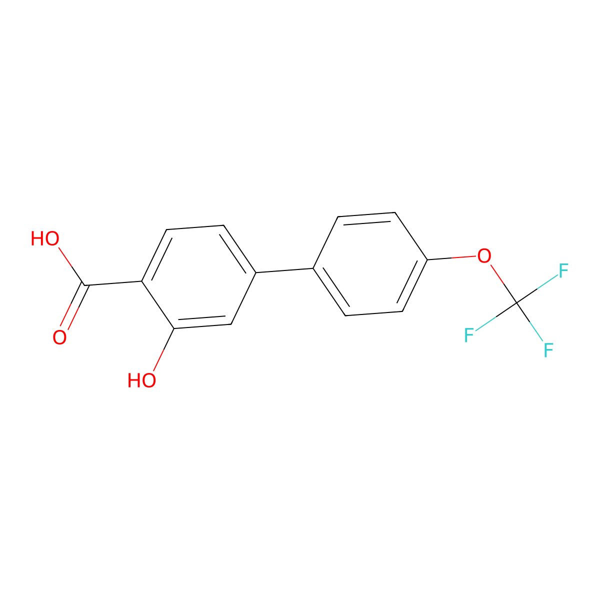 2-Hydroxy-4-(4-trifluoromethoxyphenyl)benzoic acid molecular structure, CAS 1261657-16-2