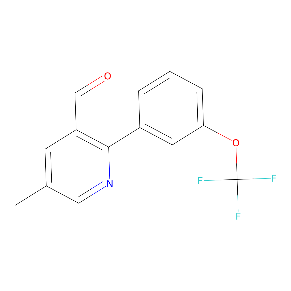 5-Methyl-2-[3-(trifluoromethoxy)phenyl]-3-pyridinecarboxaldehyde molecular structure, CAS 1261658-22-3