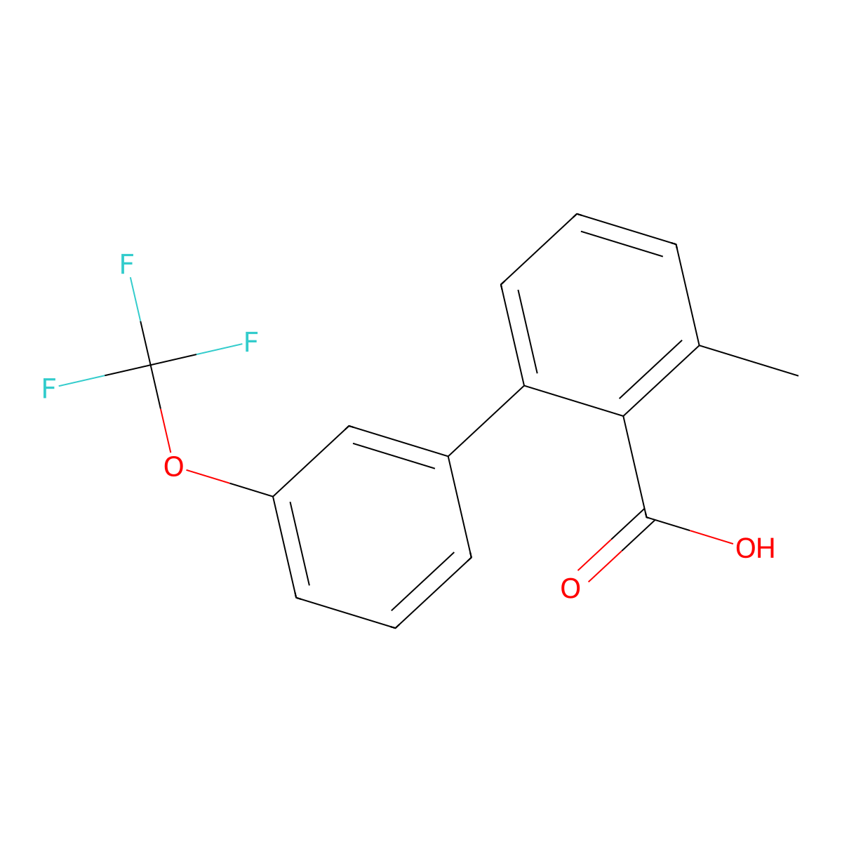 6-Methyl-2-(3-trifluoromethoxyphenyl)benzoic acid molecular structure, CAS 1261660-48-3