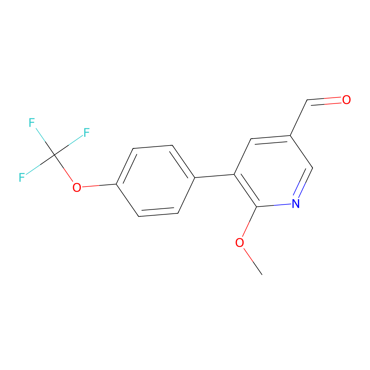 6-Methoxy-5-(4-(trifluoromethoxy)phenyl)nicotinaldehyde molecular structure, CAS 1261662-19-4