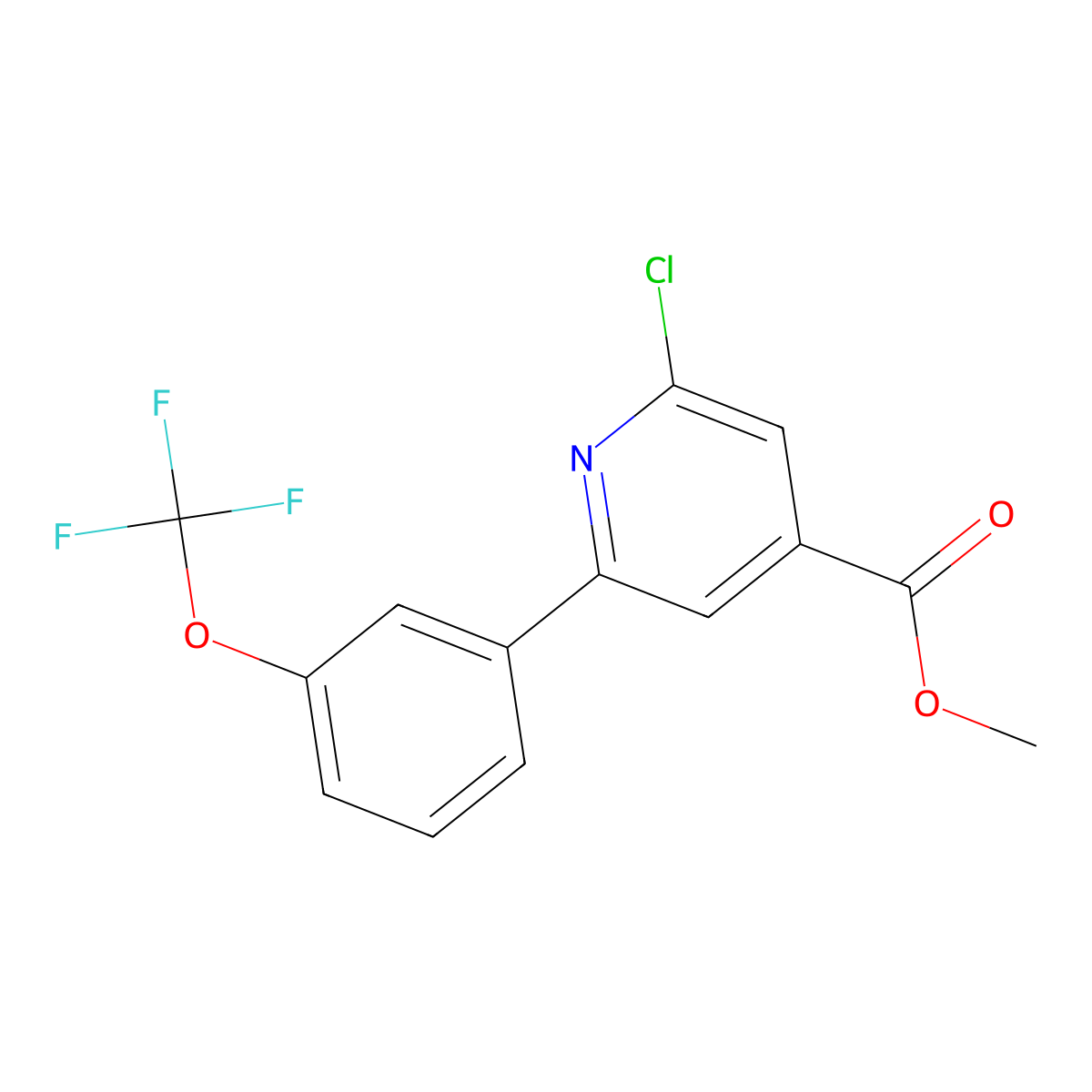 Methyl 2-chloro-6-(3-(trifluoromethoxy)phenyl)isonicotinate molecular structure, CAS 1261663-08-4