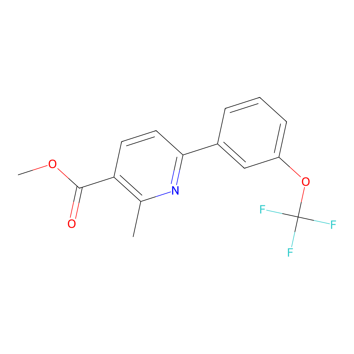 Methyl 2-methyl-6-[3-(trifluoromethoxy)phenyl]-3-pyridinecarboxylate molecular structure, CAS 1261663-67-5