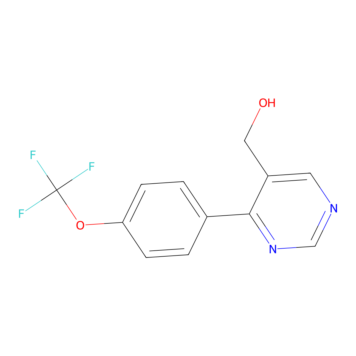 (4-(4-(Trifluoromethoxy)phenyl)pyrimidin-5-yl)methanol molecular structure, CAS 1261664-04-3
